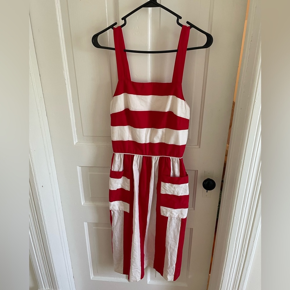 Vintage Lanz of Salzburg red and white striped sun dress